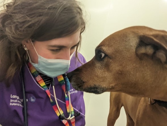 Grace Edmunds with a Rhodesian Ridgeback